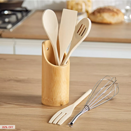 HomeCentre : 5-Piece Kitchen Utensil Set With Holder