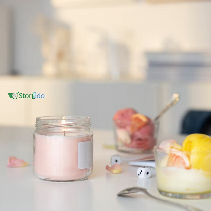 IKEA : ADELSYREN : Scented Candle In Glass with Lid - Grapefruit & Rose