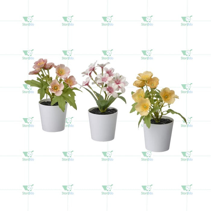 FEJKA Artificial Potted Plant With Pot Mix Flower - Set of 3
