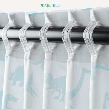 IKEA : JATTELIK : Curtains with Tie Backs - Dinosaur