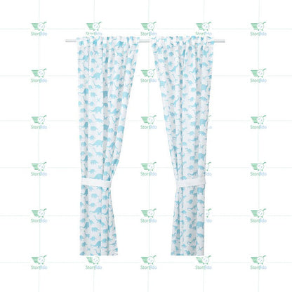 IKEA : JATTELIK : Curtains with Tie Backs - Dinosaur