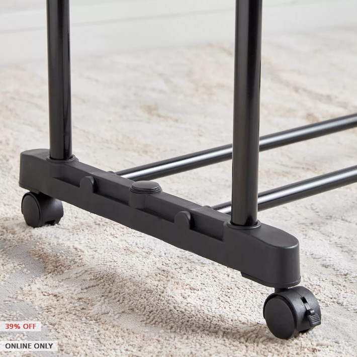 HomeCentre : MEGAN : Extendable Double Cloths Rail With Wheels