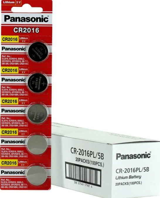 5Pcs  Panasonic CR2016 3V Lithium Coin Cell Batteries