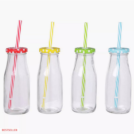HomeCentre : HAWAII : Jar Bottles With Straw - Set of 4