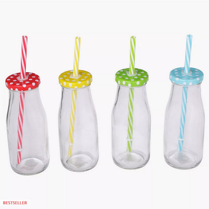 HomeCentre : HAWAII : Jar Bottles With Straw - Set of 4