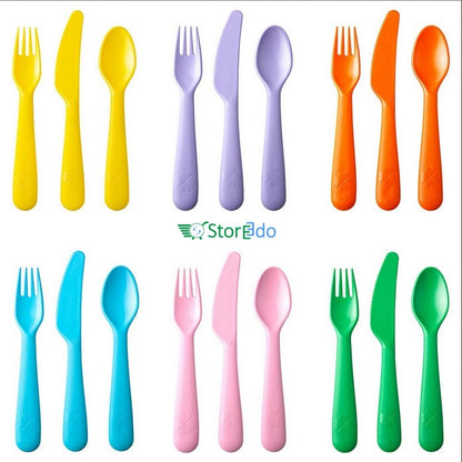 IKEA : KALAS : Multi Color Plastic Cutlery Set - Set of 18