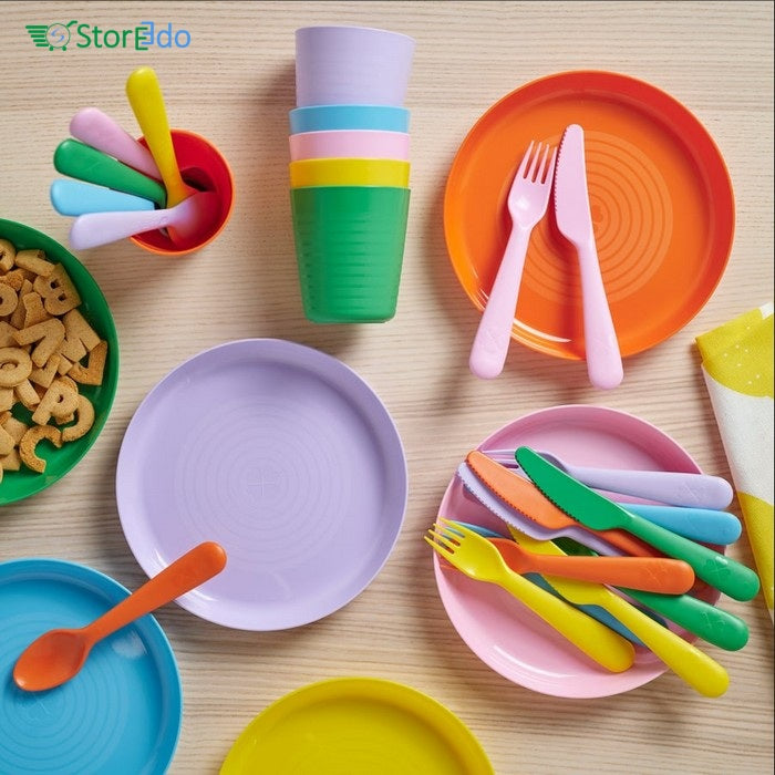 IKEA : KALAS : Multi Color Plastic Cutlery Set - Set of 18