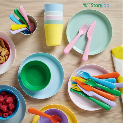IKEA : KALAS : Multi Color Plastic Cutlery Set - Set of 18