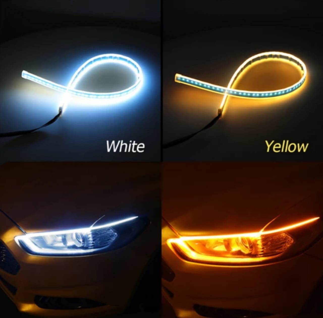 Flexible 60 Cm Headlight DRL-White+Yellow(2PCS)