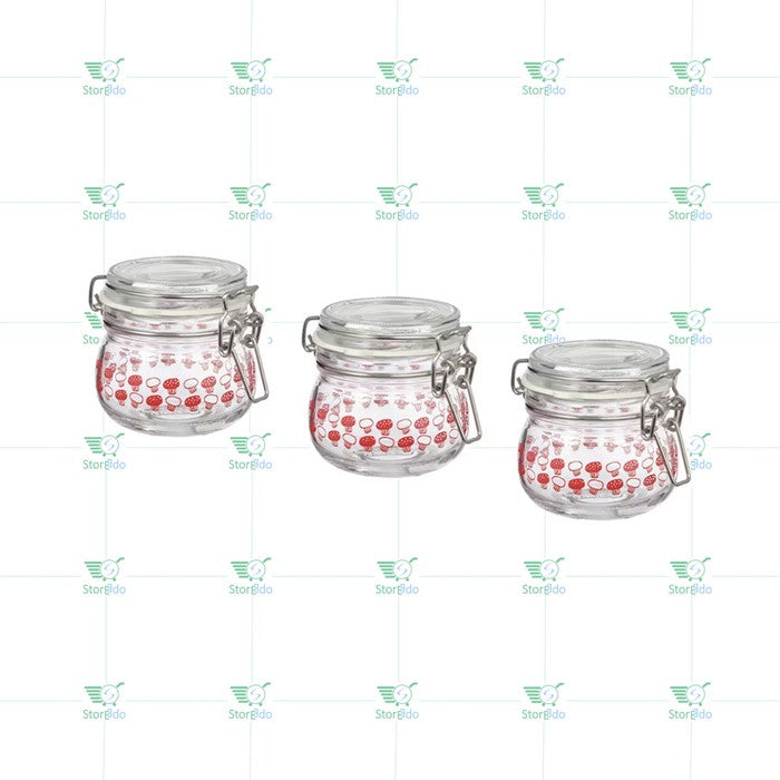 IKEA : KORKEN : Jar With Lid - Patterned - Set of 3