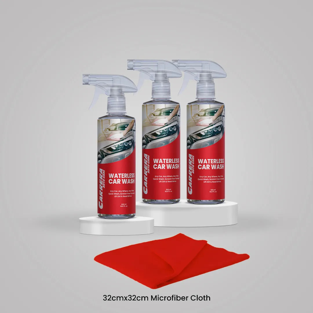 Carrera Pack of 3 Waterless Car Wash 500ml With microfiber